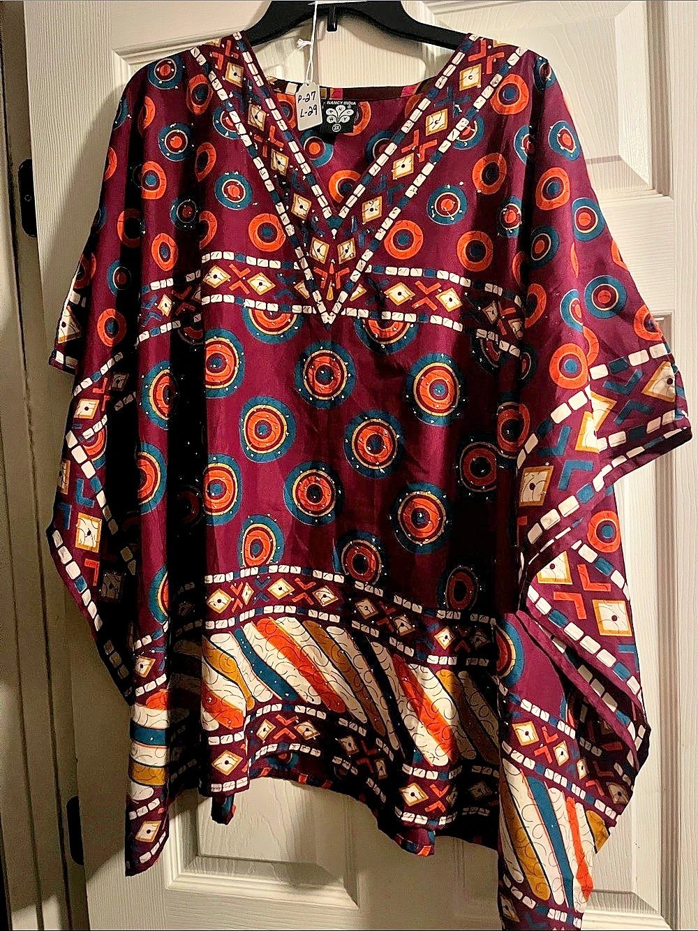 Women's Geometric Tunic in Black & Red